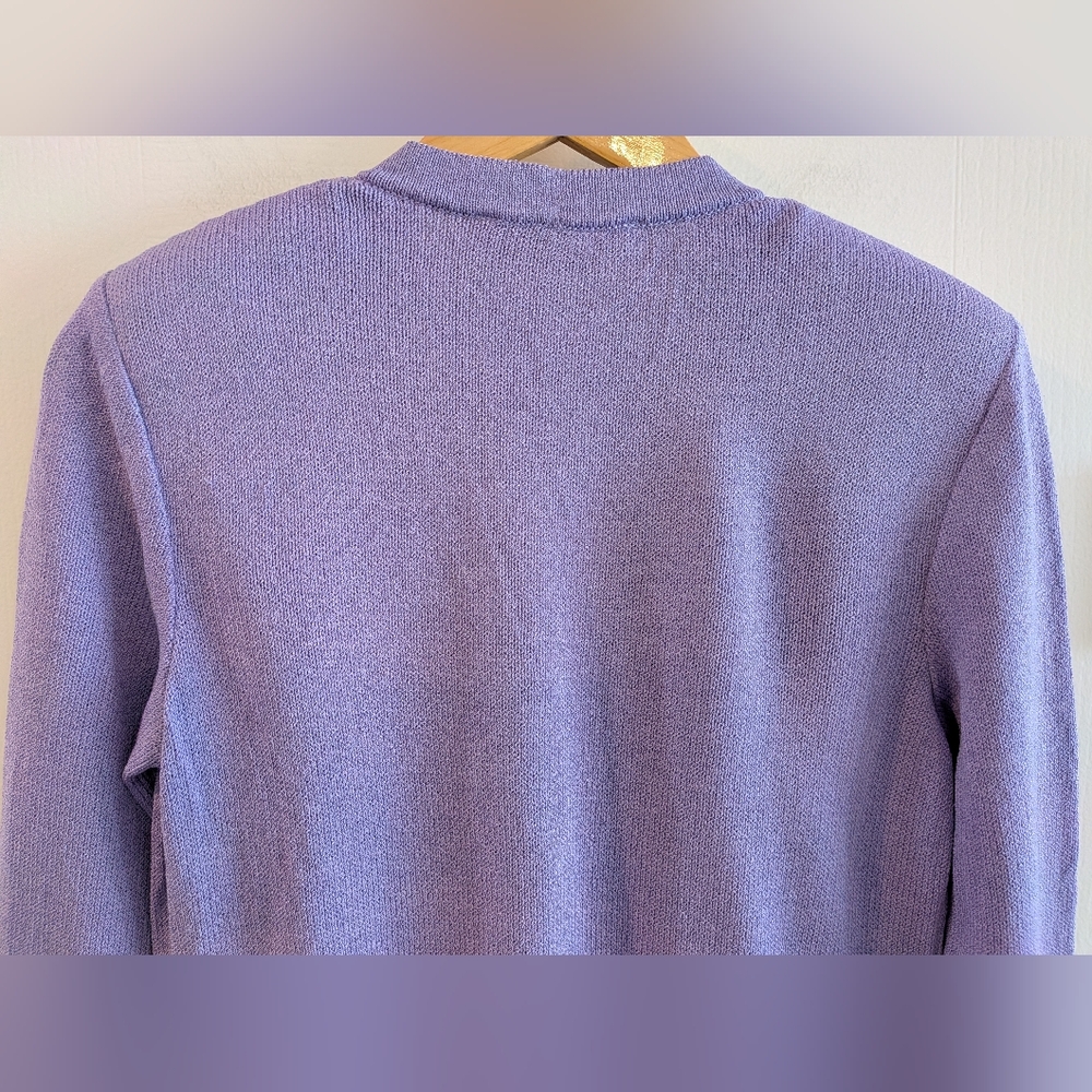 St John Collection Santana Knit Lavender Purple Cardigan Wool Blend Size 2 - Picture 8 of 13